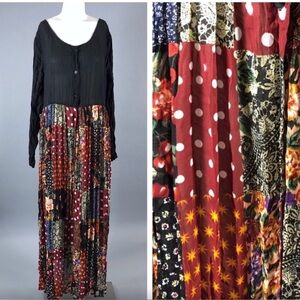 Vintage Y2K Express Bohemian Patchwork Maxi Dress